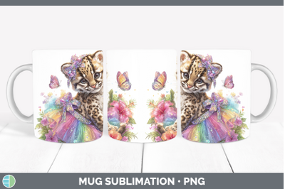Ocelot Mug Wrap Wild Cats Rainbow Summer Sublimation Coffee