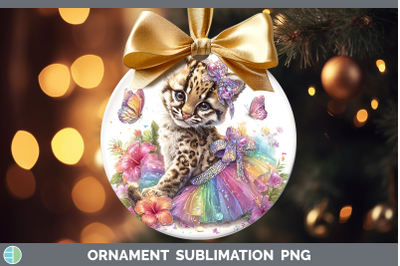 Ocelot Ornament Wild Cats Rainbow Summer Sublimation Bauble