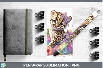 Ocelot Pen Wrap Wild Cats Rainbow Summer Sublimation Pen Des