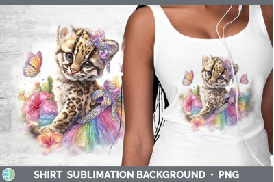 Ocelot Shirt Wild Cats Rainbow Summer Sublimation Background