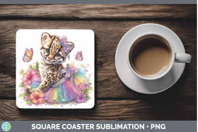 Ocelot Square Coaster Wild Cats Rainbow Summer Sublimation D