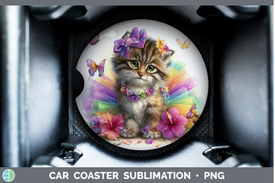 Pallas Cat Car Coaster Wild Cats Rainbow Summer Sublimation