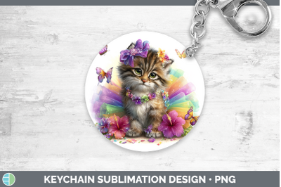 Pallas Cat Keychain Wild Cats Rainbow Summer Sublimation Key