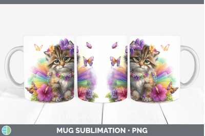 Pallas Cat Mug Wrap Wild Cats Rainbow Summer Sublimation Cof
