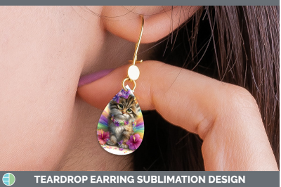 Pallas Cat Teardrop Earrings Wild Cats Rainbow Summer Sublim