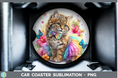 Pampas Cat Car Coaster Wild Cats Rainbow Summer Sublimation