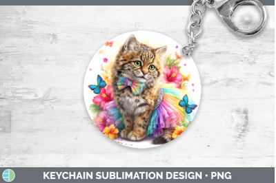 Pampas Cat Keychain Wild Cats Rainbow Summer Sublimation Key