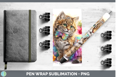 Pampas Cat Pen Wrap Wild Cats Rainbow Summer Sublimation Pen