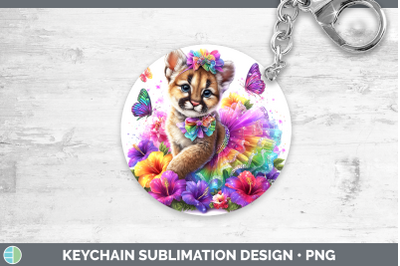 Puma Concolor Keychain Wild Cats Rainbow Summer Sublimation