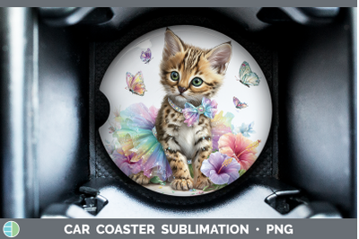 Serval Car Coaster Wild Cats Rainbow Summer Sublimation Drin