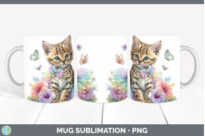 Serval Mug Wrap Wild Cats Rainbow Summer Sublimation Coffee