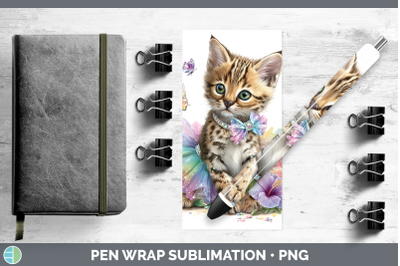 Serval Pen Wrap Wild Cats Rainbow Summer Sublimation Pen Des