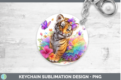 Tiger Keychain Wild Cats Rainbow Summer Sublimation Keyring