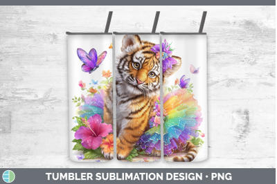 Tiger Tumbler Wild Cats Rainbow Summer Sublimation 20 oz Ski