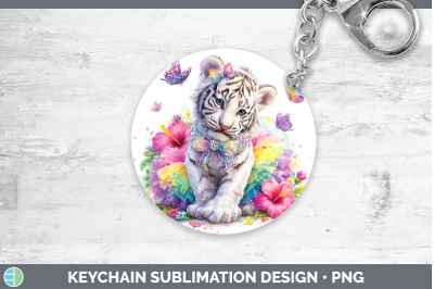 White Tiger Keychain Wild Cats Rainbow Summer Sublimation Ke