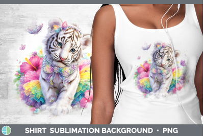 White Tiger Shirt Wild Cats Rainbow Summer Sublimation Backg