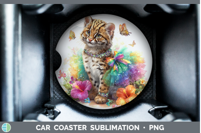 Fishing Cat Car Coaster Wild Cats Rainbow Summer Sublimation