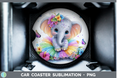 Elephant Car Coaster Safari Rainbow Summer Sublimation Drink