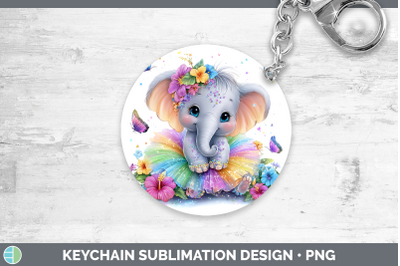 Elephant Keychain Safari Rainbow Summer Sublimation Keyring