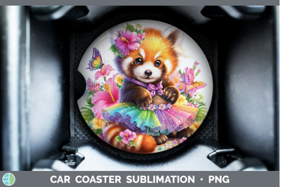 Red Panda Car Coaster Safari Rainbow Summer Sublimation Drin