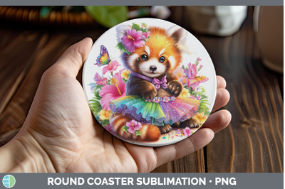 Red Panda Round Coaster Safari Rainbow Summer Sublimation Co