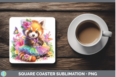 Red Panda Square Coaster Safari Rainbow Summer Sublimation D