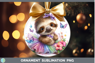 Sloth Ornament Safari Rainbow Summer Sublimation Bauble Desi