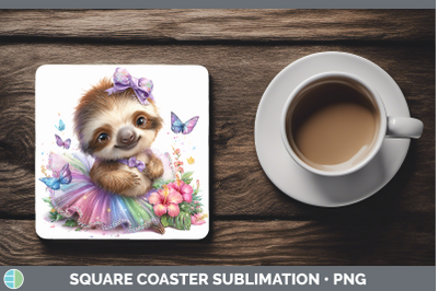 Sloth Square Coaster Safari Rainbow Summer Sublimation Drink