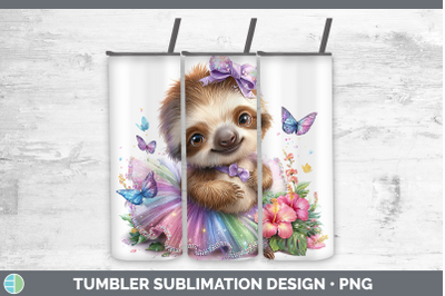 Sloth Tumbler Safari Rainbow Summer Sublimation 20 oz Skinny