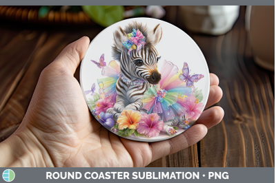 Zebra Round Coaster Safari Rainbow Summer Sublimation Coaste