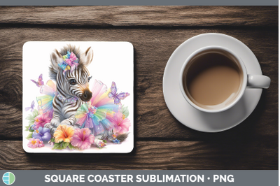 Zebra Square Coaster Safari Rainbow Summer Sublimation Drink