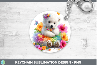 Polar Bear Keychain Safari Rainbow Summer Sublimation Keyrin
