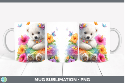 Polar Bear Mug Wrap Safari Rainbow Summer Sublimation Coffee