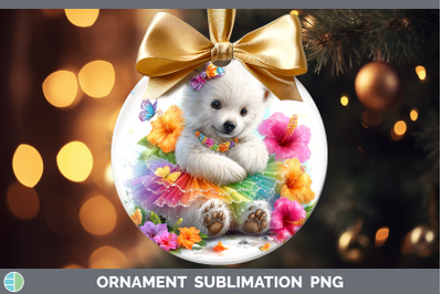 Polar Bear Ornament Safari Rainbow Summer Sublimation Bauble