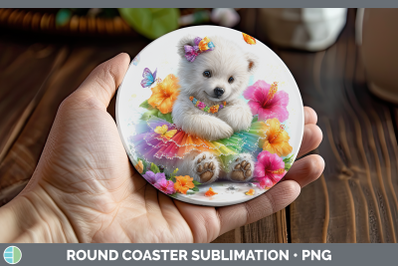 Polar Bear Round Coaster Safari Rainbow Summer Sublimation C