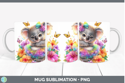 Koala Mug Wrap Safari Rainbow Summer Sublimation Coffee Cup