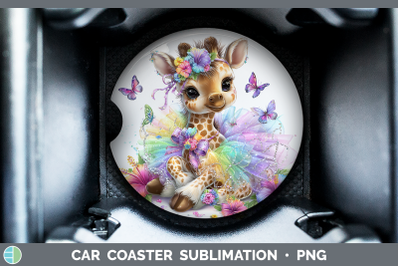 Giraffe Car Coaster Safari Rainbow Summer Sublimation Drink