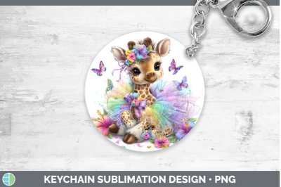 Giraffe Keychain Safari Rainbow Summer Sublimation Keyring D