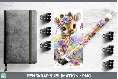 Giraffe Pen Wrap Safari Rainbow Summer Sublimation Pen Desig