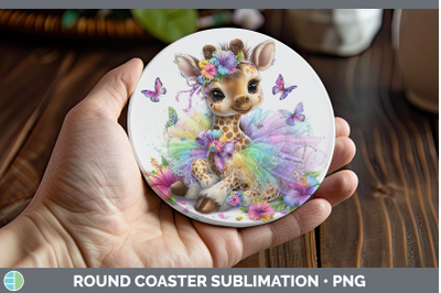 Giraffe Round Coaster Safari Rainbow Summer Sublimation Coas