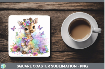 Giraffe Square Coaster Safari Rainbow Summer Sublimation Dri