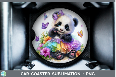 Panda Bear Car Coaster Safari Rainbow Summer Sublimation Dri