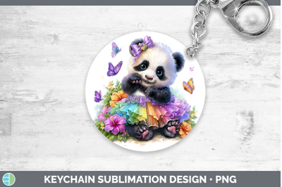 Panda Bear Keychain Safari Rainbow Summer Sublimation Keyrin