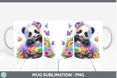 Panda Bear Mug Wrap Safari Rainbow Summer Sublimation Coffee