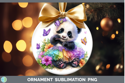 Panda Bear Ornament Safari Rainbow Summer Sublimation Bauble