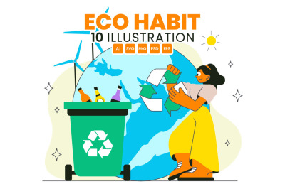 10 Eco Habit Illustration