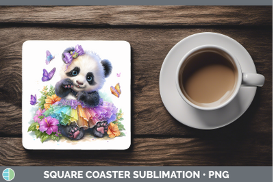 Panda Bear Square Coaster Safari Rainbow Summer Sublimation