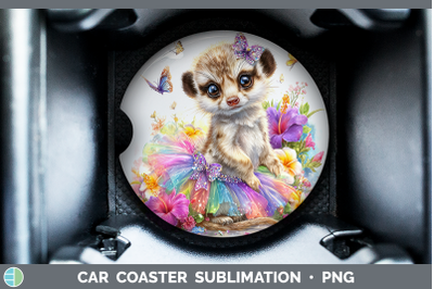 Meerkat Car Coaster Safari Rainbow Summer Sublimation Drink