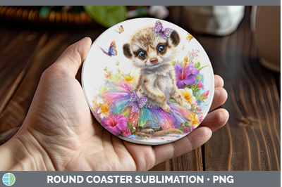 Meerkat Round Coaster Safari Rainbow Summer Sublimation Coas