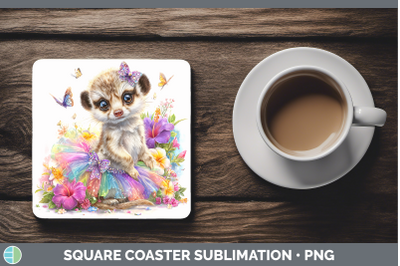 Meerkat Square Coaster Safari Rainbow Summer Sublimation Dri